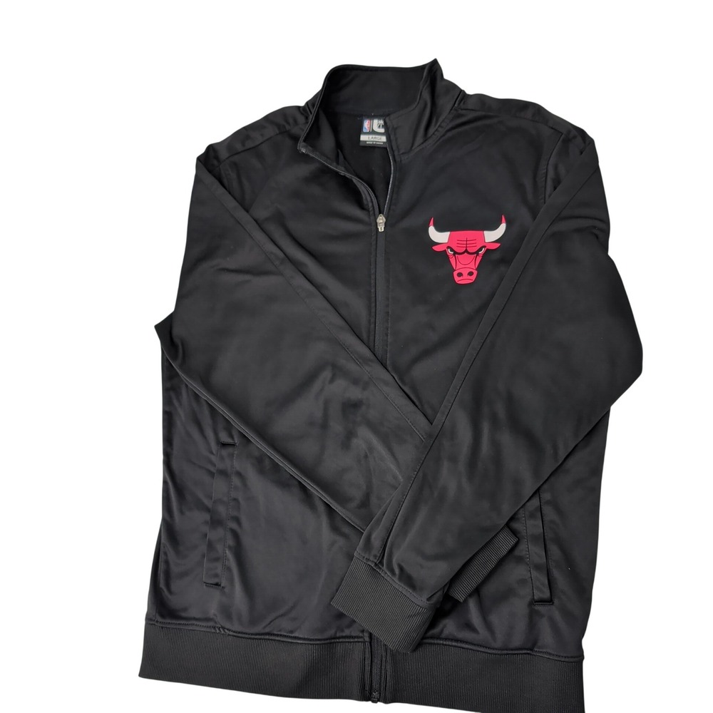 NBA Chicago Bulls Mens Large Black Full Zip Track Jacket Basketball Graphic L